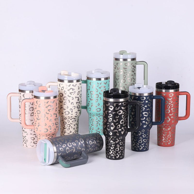 40 Oz Tumbler With Handle Straw Insulated, Stainless Steel Spill Proof Vacuum Coffee Cup Tumbler With Lid Tapered Mug Gifts For Valentine Lover Suitable For Car Gym Office Travel - Expo GLight Green1200ML1PC0