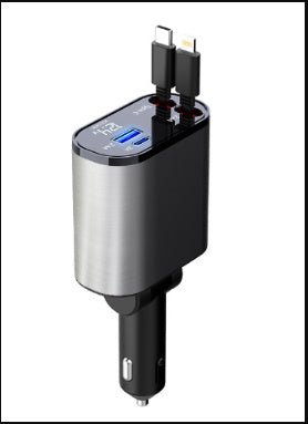 Metal Car Charger 100W Super Fast Charging Car Cigarette Lighter USB And TYPE - C Adapter - Expo GMetal Silver Gray100W0