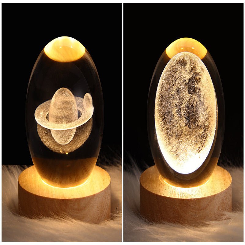 LED Night Light Galaxy Crystal Ball Table Lamp 3D Planet Moon Lamp Bedroom Home Decor For Kids Party Children Birthday Gifts - Expo GSolid Wood SeatSet2USB0