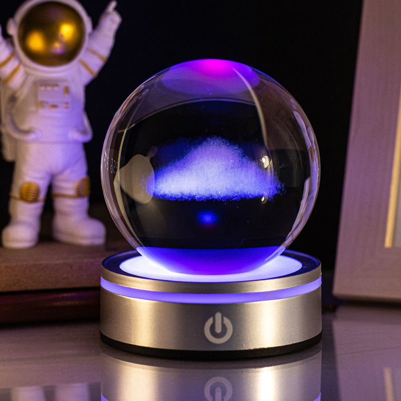 Creative 3D Inner Carving Luminous Crystal Ball Colorful Gradient Small Night Lamp Home Decorations Gifts Selection - Expo GClouds8cm0