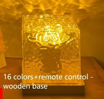 LED Water Ripple Ambient Night Light USB Rotating Projection Crystal Table Lamp RGB Dimmable Home Decoration 16 Color Gifts - Expo GTricolor dimmingUSB0