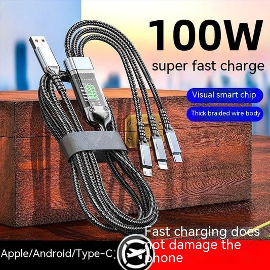 Three - in - one Mobile Phone With Light 6A Super Fast Charge Data Cable - Expo G120cm1PC0