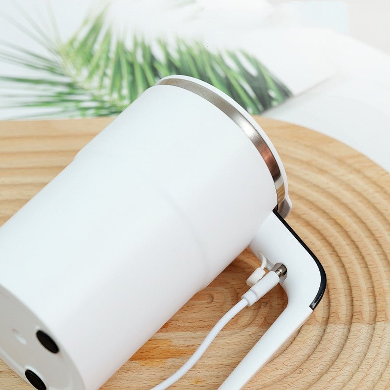 Electric Coffee Mug USB Rechargeable Automatic Magnetic Cup IP67 Waterproof Food - Safe Stainless Steel For Juice Tea Milksha Kitchen Gadgets - Expo GWhiteUSB0
