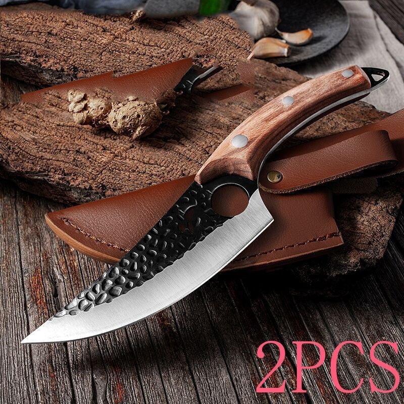 Slaughter Cutting Meat Boning Small Scimitar Special Skinning Killing Pigs Butcher - Expo GSheathBlack BrownQ3setLeather cover Knife