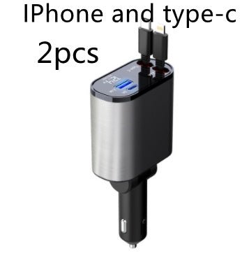Metal Car Charger 100W Super Fast Charging Car Cigarette Lighter USB And TYPE - C Adapter - Expo GMetal Silver Gray2pcs100W0