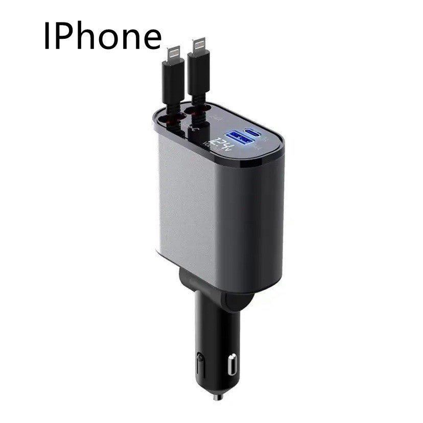 Metal Car Charger 100W Super Fast Charging Car Cigarette Lighter USB And TYPE - C Adapter - Expo GAppleandApple100W0
