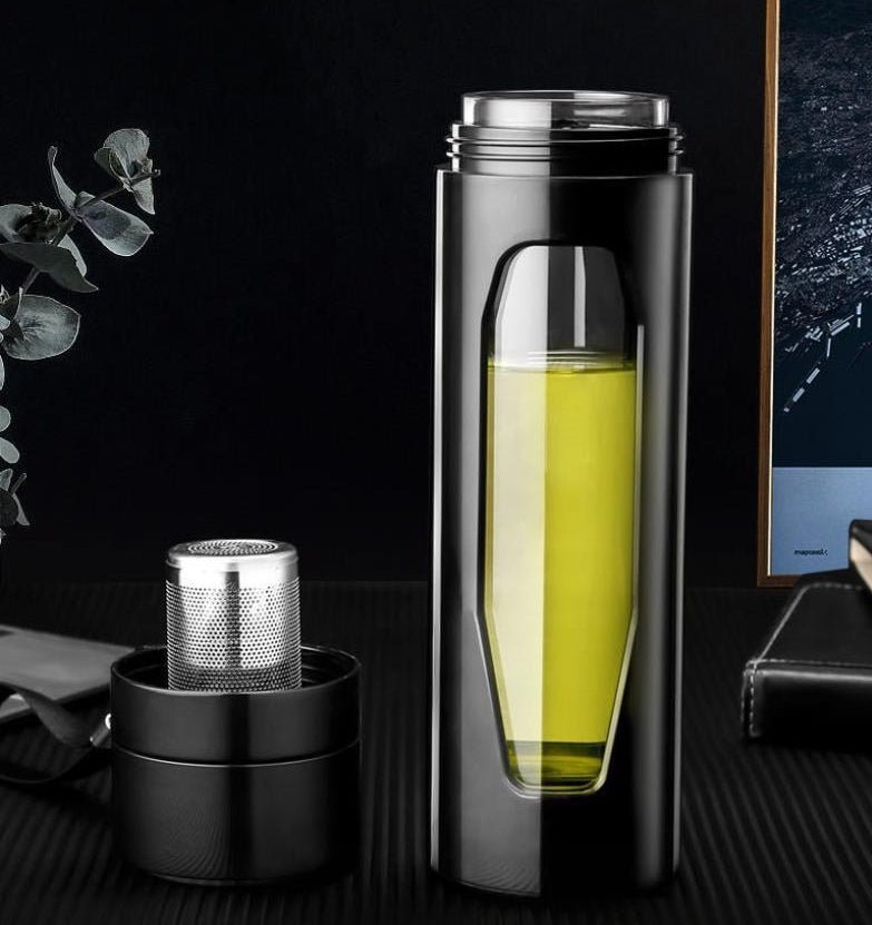 Glass Water Bottle Coffee Tea Cup Infuser With Lid Filter - Expo GBlack580ml0