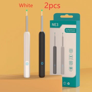 NE3 Ear Cleaner Otoscope Ear Wax Removal Tool With Camera LED Light Wireless Ear Endoscope Ear Cleaning Kit For I - phone - Expo GWhite 2pcsUSB0