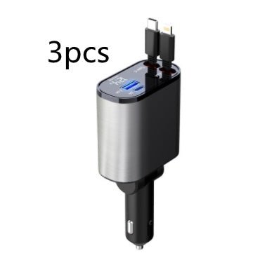 Metal Car Charger 100W Super Fast Charging Car Cigarette Lighter USB And TYPE - C Adapter - Expo GMetal Silver Gray100W0