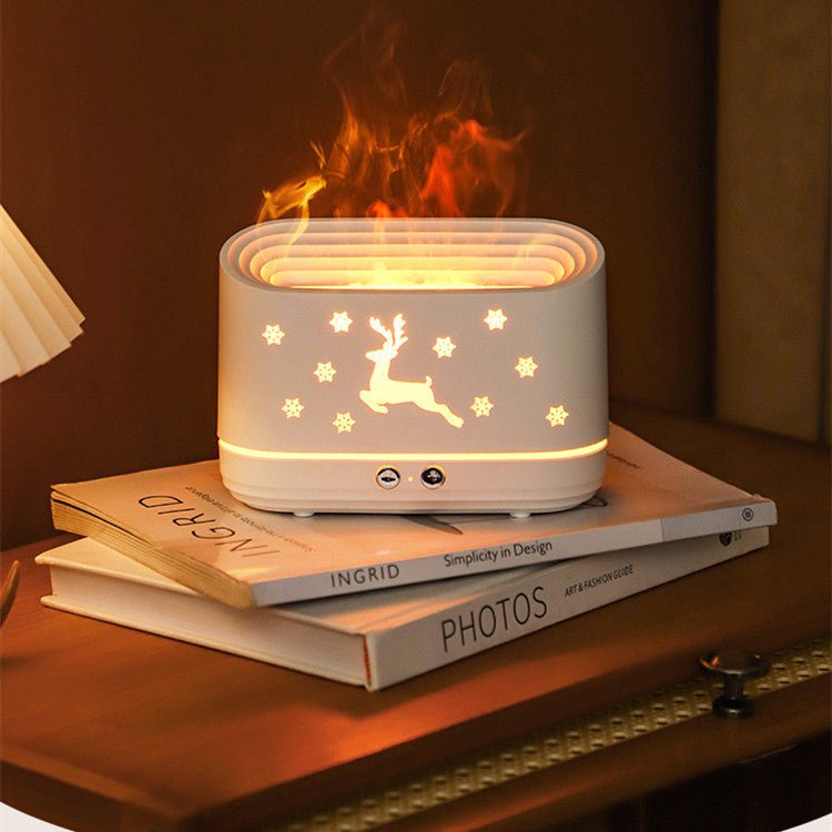 Elk Flame Humidifier Diffuser Mute Household Atmosphere Lamp Christmas Home Decorations - Expo GWhiteUSB0