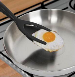 2 In 1 Grip And Flip Tongs Egg Spatula Tongs Clamp Pancake Fried Egg French Toast Omelet Overturned Kitchen Accessories - Expo GGrey0