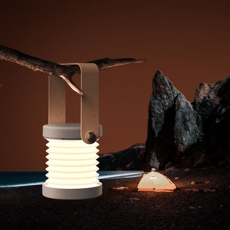 Foldable Touch Dimmable Reading LED Night Light Portable Lantern Lamp USB Rechargeable For Home Decor - Expo GRed0.3 watts0