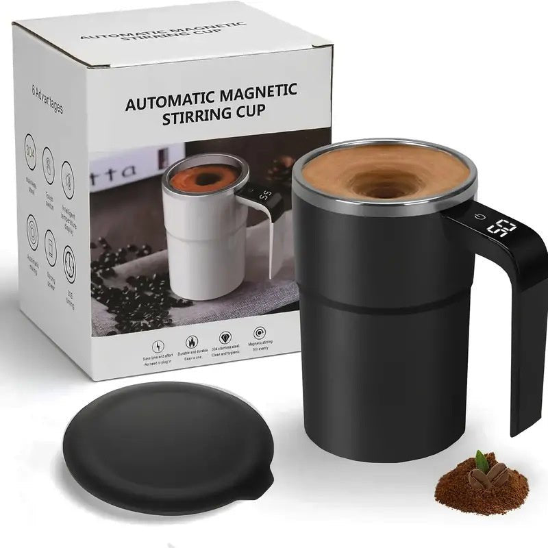 Electric Coffee Mug USB Rechargeable Automatic Magnetic Cup IP67 Waterproof Food - Safe Stainless Steel For Juice Tea Milksha Kitchen Gadgets - Expo GBlackUSB0