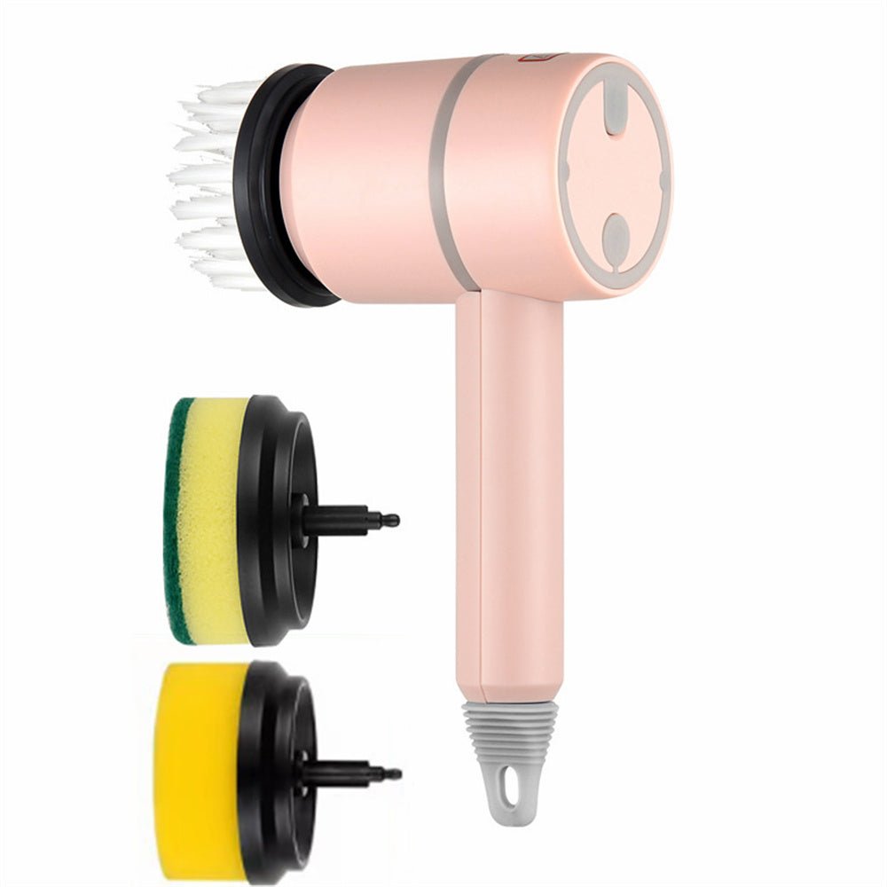Electric Cleaning Brush Dishwashing Brush Automatic Wireless USB Rechargeable Professional Kitchen Bathtub Tile Cleaning Brushes - Expo GPinkWith 3brush heads1200mAh0