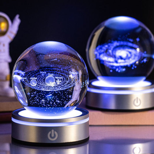 Creative 3D Inner Carving Luminous Crystal Ball Colorful Gradient Small Night Lamp Home Decorations Gifts Selection - Expo GMilky Way8cm0