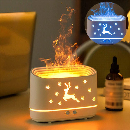 Elk Flame Humidifier Diffuser Mute Household Atmosphere Lamp Christmas Home Decorations - Expo GWhiteUSB0