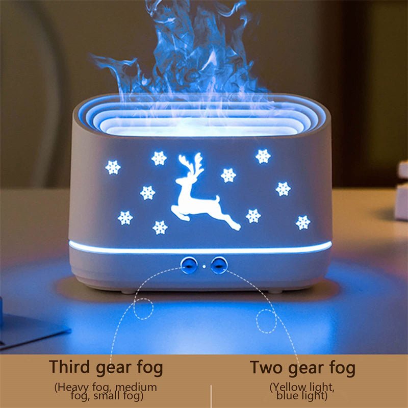Elk Flame Humidifier Diffuser Mute Household Atmosphere Lamp Christmas Home Decorations - Expo GWhiteUSB0
