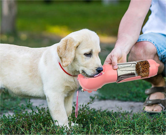 Pet Water Bottle Feeder Bowl Garbage Bag Storage Portable Pet Outdoor Travel 3 In 1 Dog Water Bottle - Expo GPink2style500ml0