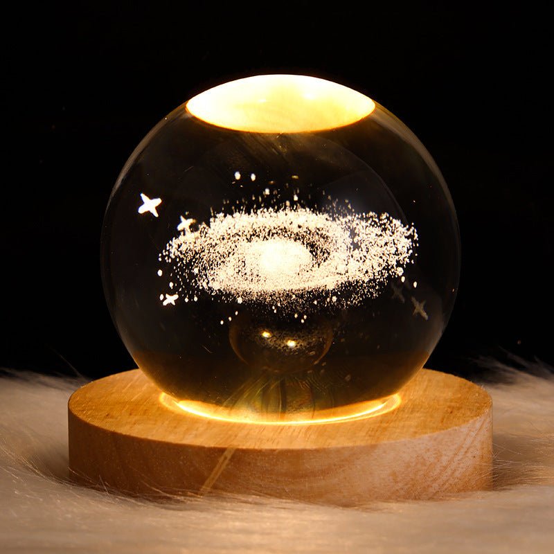 Luminous Starry Sky And Planets Moon Moon Crystal Ball Small Night Lamp Projection Ambience Light Creative Gift New Strange Gift - Expo GSolid Wood Lamp HolderNebula 6CM0