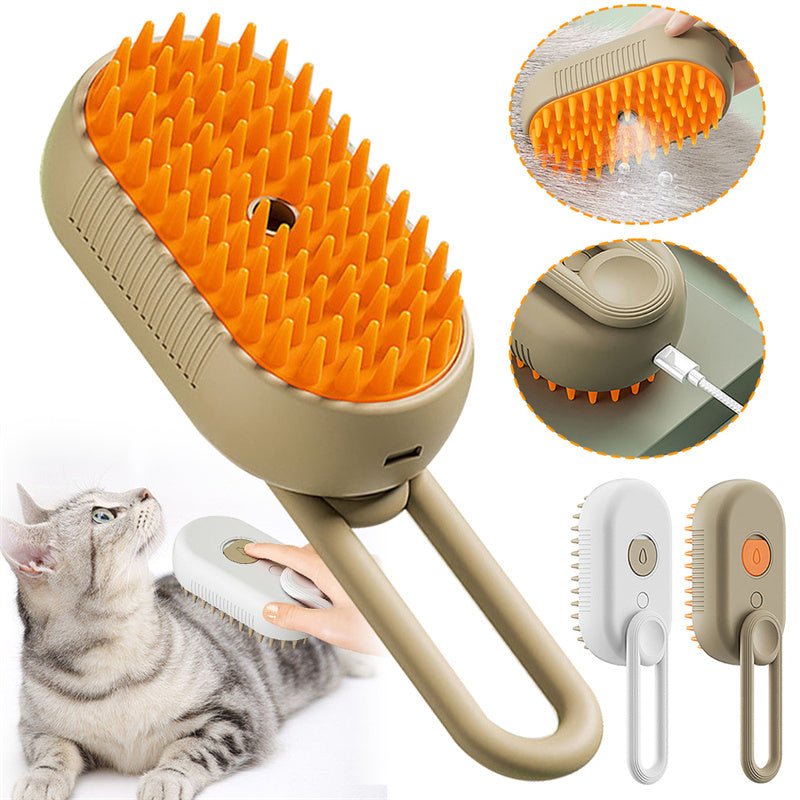 Cat Steam Brush Steamy Dog Brush 3 In 1 Electric Spray Cat Hair Brushes For Massage Pet Grooming Comb Hair Removal Combs Pet Products - Expo GMilk BrownUSB0