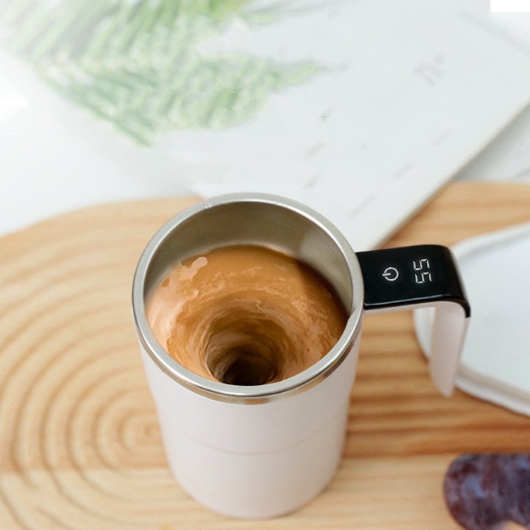 Electric Coffee Mug USB Rechargeable Automatic Magnetic Cup IP67 Waterproof Food - Safe Stainless Steel For Juice Tea Milksha Kitchen Gadgets - Expo GWhiteUSB0