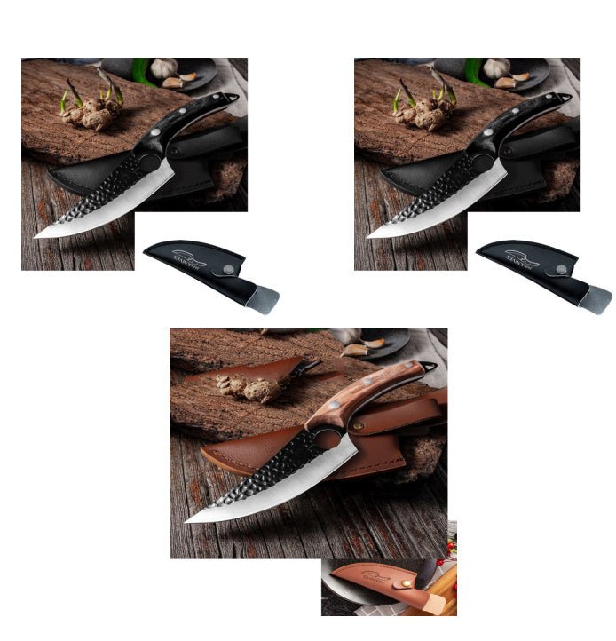Slaughter Cutting Meat Boning Small Scimitar Special Skinning Killing Pigs Butcher - Expo GSheathBlack BrownSet BLeather cover Knife