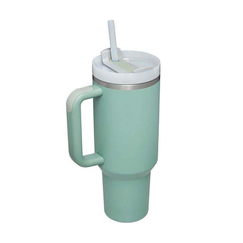 40 Oz Tumbler With Handle Straw Insulated, Stainless Steel Spill Proof Vacuum Coffee Cup Tumbler With Lid Tapered Mug Gifts For Valentine Lover Suitable For Car Gym Office Travel - Expo GEucalyptus1200ML1PC0