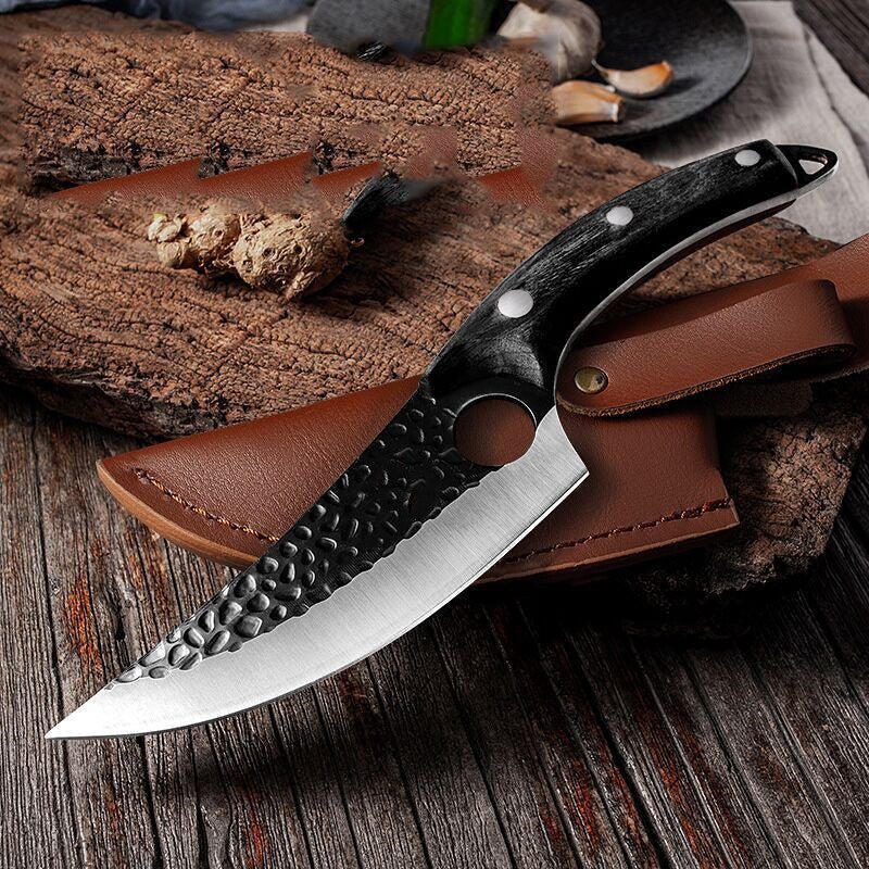 Slaughter Cutting Meat Boning Small Scimitar Special Skinning Killing Pigs Butcher - Expo GSheathBlack BrownQ3setLeather cover Knife
