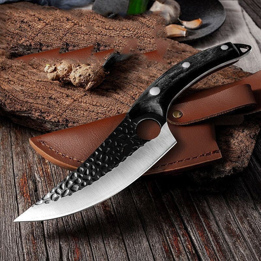 Slaughter Cutting Meat Boning Small Scimitar Special Skinning Killing Pigs Butcher - Expo GSheathBlack BrownQ3setLeather cover Knife