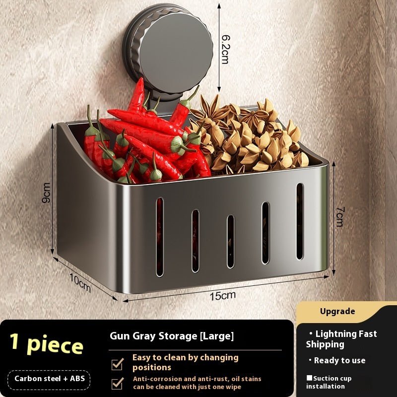 Onion, Ginger And Garlic Storage Box Wall - mounted Suction Cup Storage Rack - Expo GGray Large SizeOnion, Ginger And Garlic Storage Box Wall - mounted Suction
