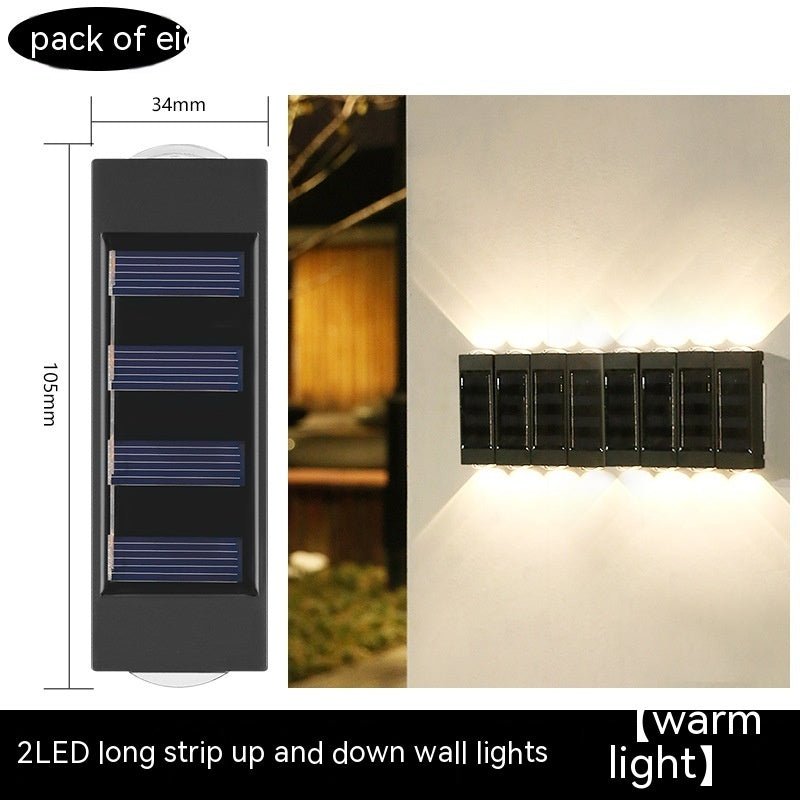 Solar Double - headed Wall Lamp Outdoor Yard Lamp Waterproof Outdoor Up - Expo G8 Sets Warm Light0