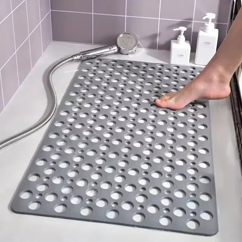 Square Non - slip Bathroom Mat With Suction Cup And Round Hole Design Shower Anti - fall Household Shower Massage Quick Drainage Mat - Expo GPink53X53cm0