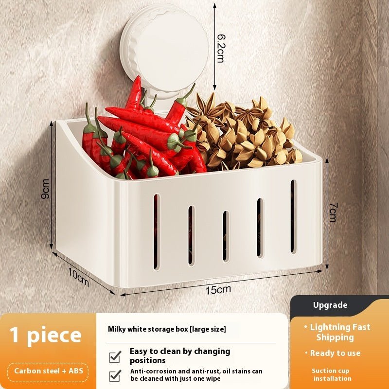 Onion, Ginger And Garlic Storage Box Wall - mounted Suction Cup Storage Rack - Expo GMilky White Large SizeOnion, Ginger And Garlic Storage Box Wall - mounted Suction