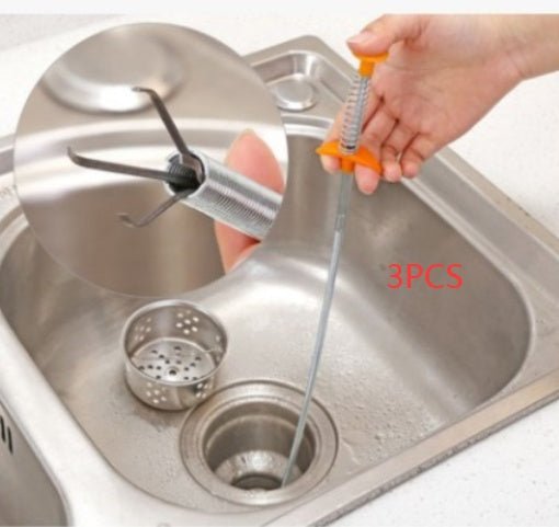 60CM Sewer Dredger Spring Pipe Dredging Tool Household Hair Cleaner Drain Clog Remover Cleaning Tools Household For Kitchen Sink Kitchen Gadgets - Expo GYellow 60cm 3pcs0