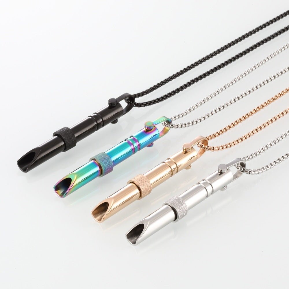 Couple Stainless Steel Mindfulness Breathing Necklace For Women Men Anxiety Relief Pendant Stress Panic Attack Relief Meditation - Expo GSteel0