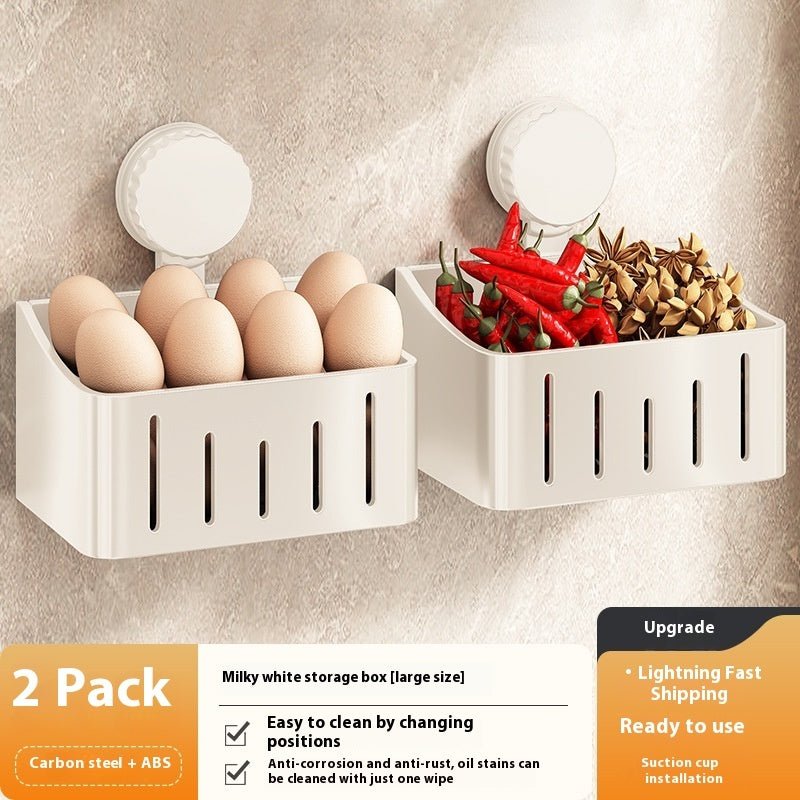 Onion, Ginger And Garlic Storage Box Wall - mounted Suction Cup Storage Rack - Expo GMilky White Large 2PCsOnion, Ginger And Garlic Storage Box Wall - mounted Suction