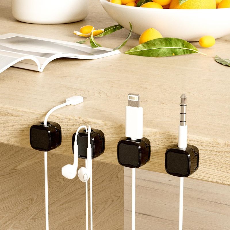 Magnetic Cable Clip Under Desk Cable Management Adjustable Cord Holder Wire Organizer And Cable Management Wire Keeper - Expo G6 Pack White0