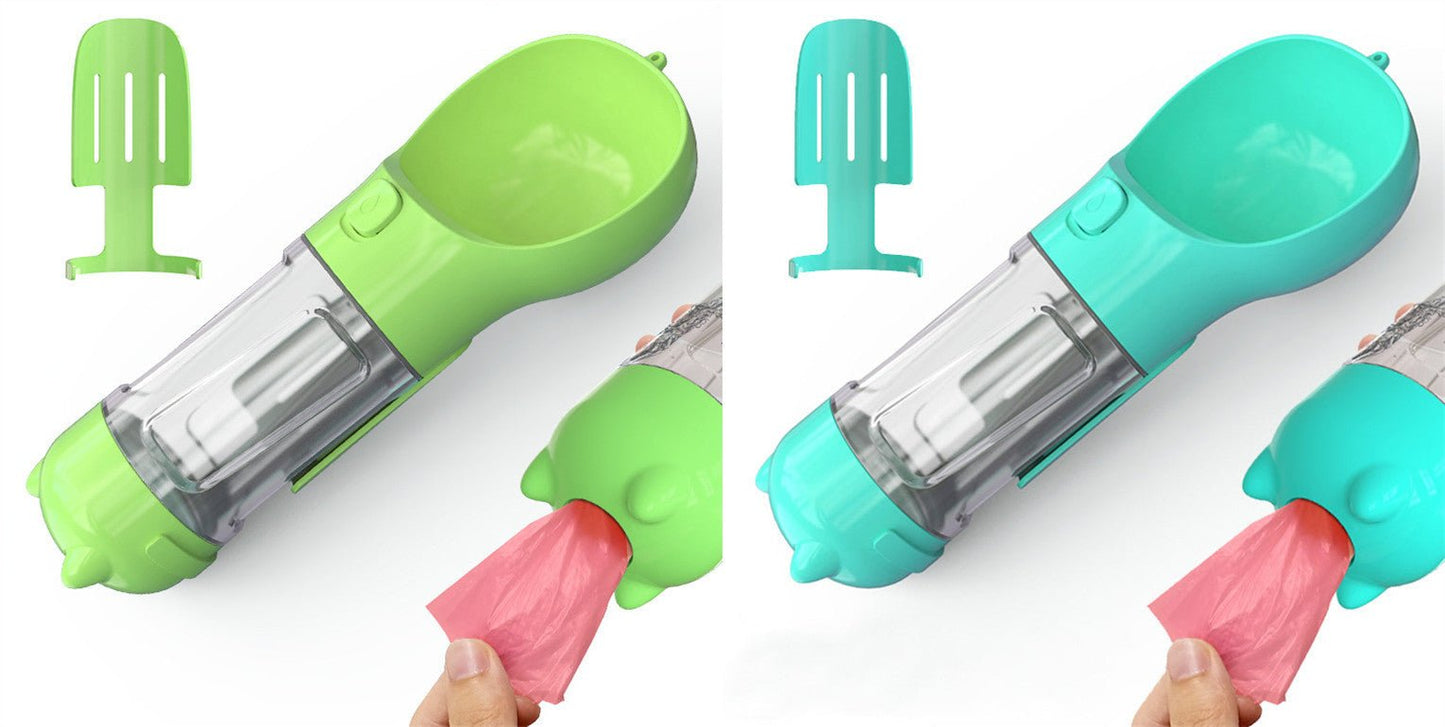 Pet Water Bottle Feeder Bowl Garbage Bag Storage Portable Pet Outdoor Travel 3 In 1 Dog Water Bottle - Expo GGreen blue pcs300ml0