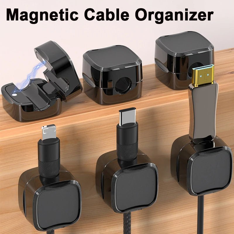 Magnetic Cable Clip Under Desk Cable Management Adjustable Cord Holder Wire Organizer And Cable Management Wire Keeper - Expo G6 Pack White0