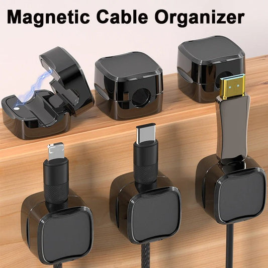 Magnetic Cable Clip Under Desk Cable Management Adjustable Cord Holder Wire Organizer And Cable Management Wire Keeper - Expo G6 Pack White0
