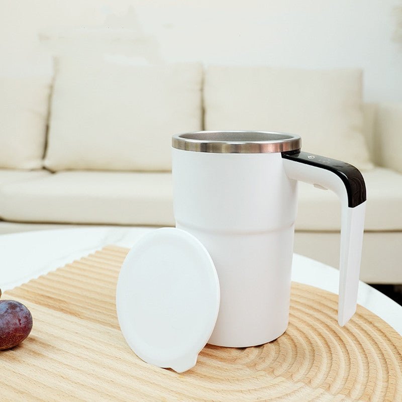 Electric Coffee Mug USB Rechargeable Automatic Magnetic Cup IP67 Waterproof Food - Safe Stainless Steel For Juice Tea Milksha Kitchen Gadgets - Expo GWhiteUSB0