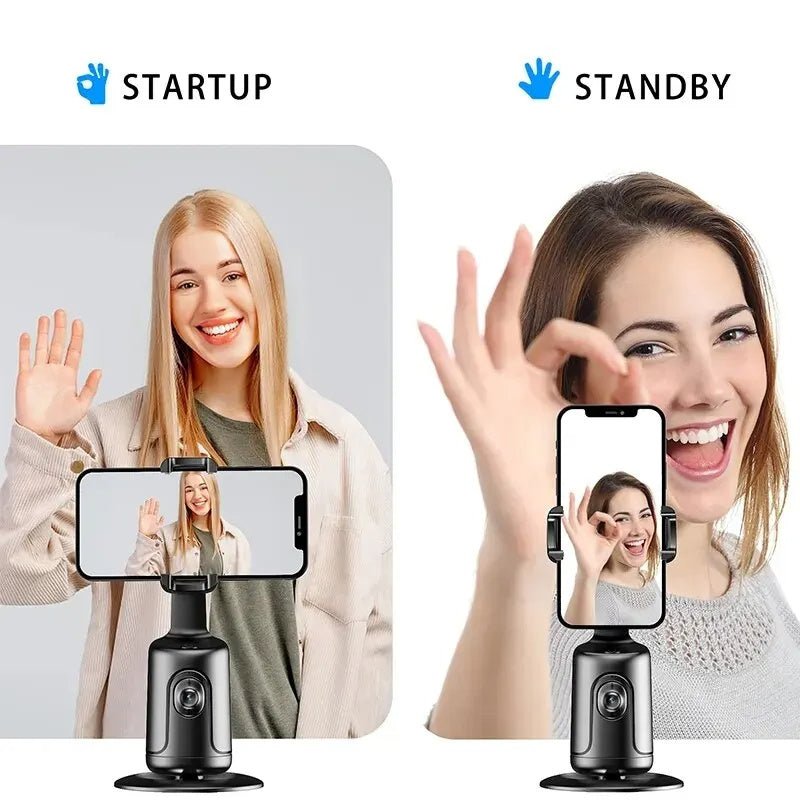 360 Auto Face Tracking Gimbal AI Smart Gimbal Face Tracking Auto Phone Holder For Smartphone Video Vlog Live Stabilizer Tripod - Expo GBlack4