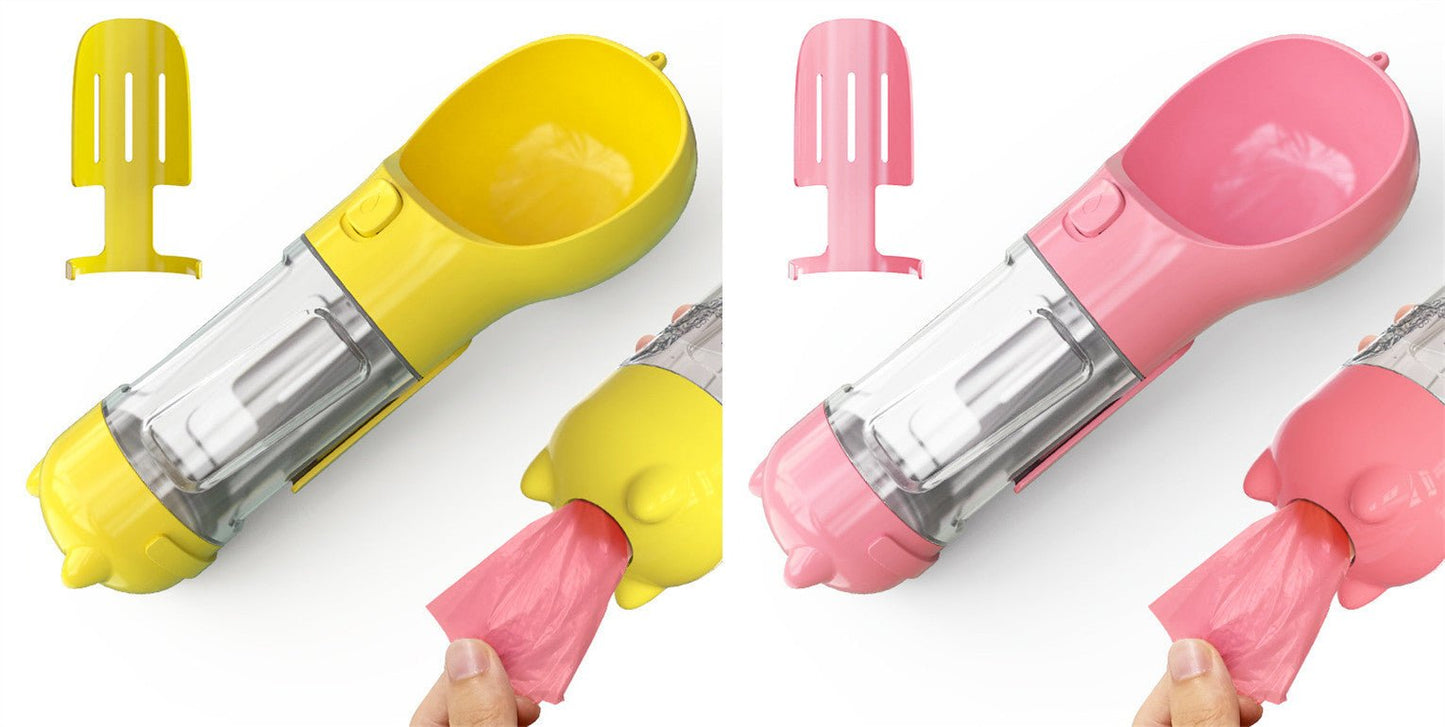 Pet Water Bottle Feeder Bowl Garbage Bag Storage Portable Pet Outdoor Travel 3 In 1 Dog Water Bottle - Expo GYellow pink pcs300ml0