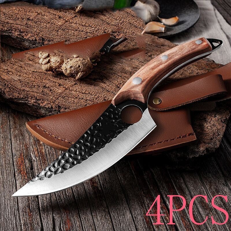 Slaughter Cutting Meat Boning Small Scimitar Special Skinning Killing Pigs Butcher - Expo GSheathBlack BrownQ3setLeather cover Knife