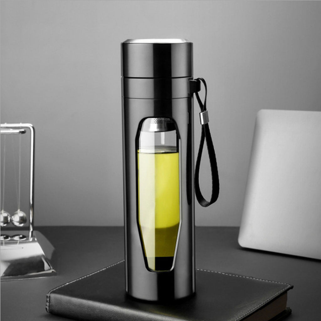 Glass Water Bottle Coffee Tea Cup Infuser With Lid Filter - Expo GBlack580ml0