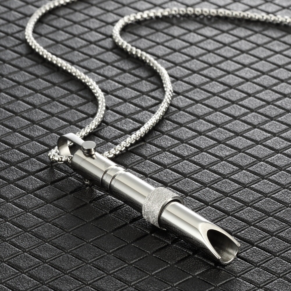 Couple Stainless Steel Mindfulness Breathing Necklace For Women Men Anxiety Relief Pendant Stress Panic Attack Relief Meditation - Expo GSteel0