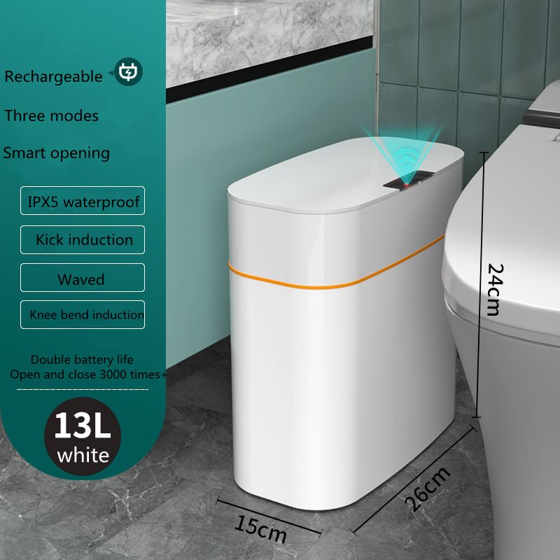 Smart Trash Can With Lid For Bedroom And Living Room Kitchen Storage Box Trash Can Induction Small Car Box Automatic Smart Dustbin Smart Trash Bin - Expo GWhite13L0