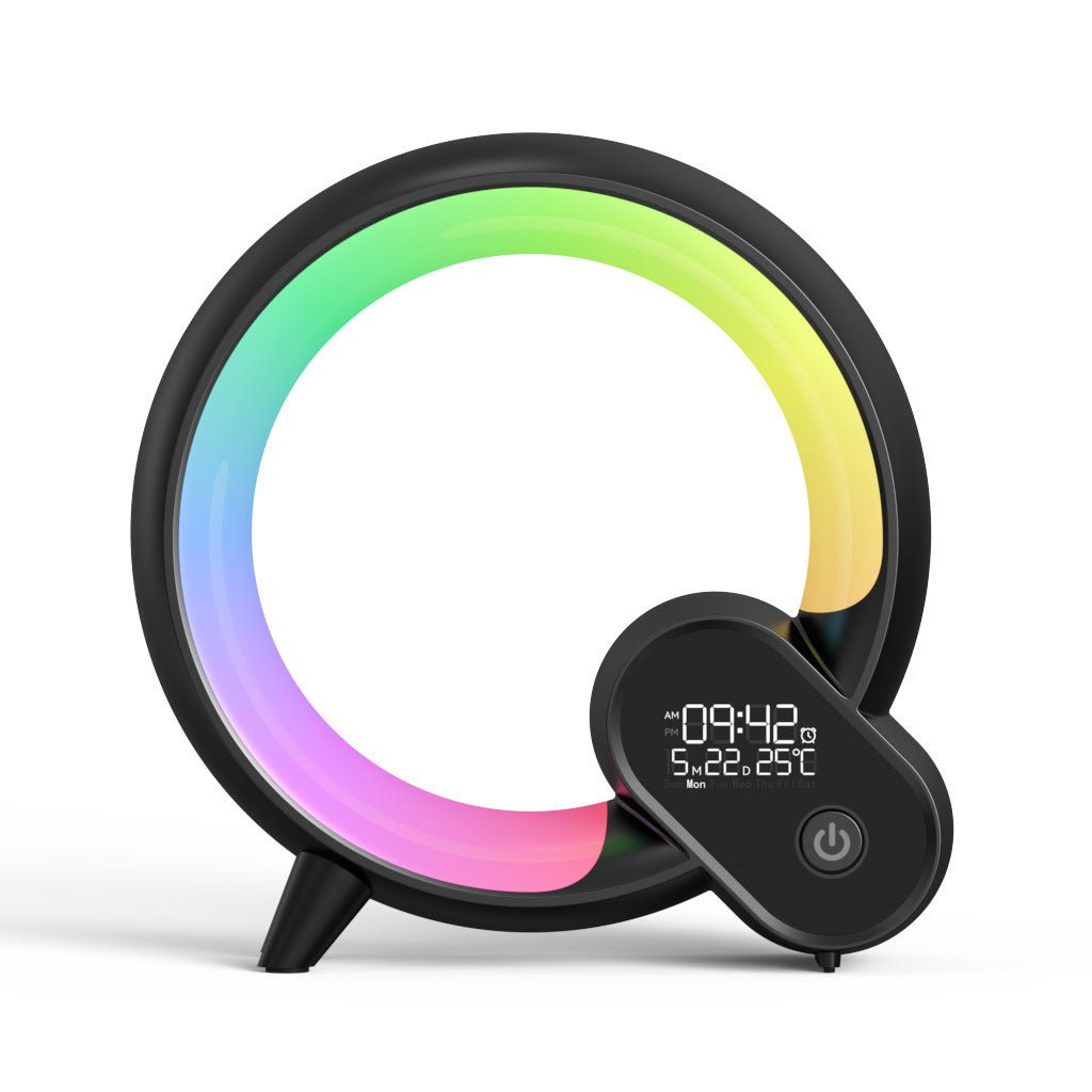 Creative Q Light Analog Sunrise Digital Display Alarm Clock Bluetooth Audio Intelligent Wake - up Q Colorful Atmosphere Light - Expo GBlackUSB0
