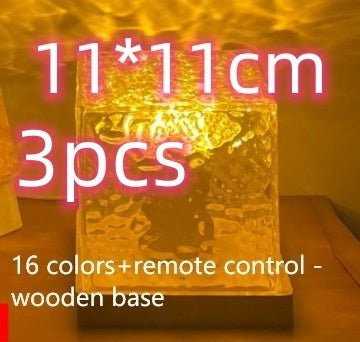 LED Water Ripple Ambient Night Light USB Rotating Projection Crystal Table Lamp RGB Dimmable Home Decoration 16 Color Gifts - Expo G16color 3pcsUSB0