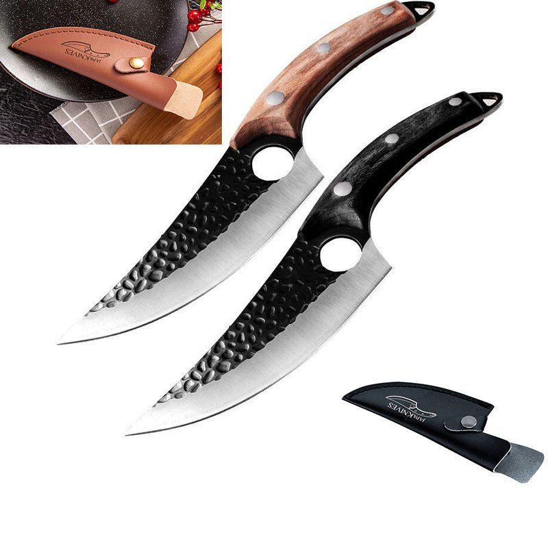 Slaughter Cutting Meat Boning Small Scimitar Special Skinning Killing Pigs Butcher - Expo GSheathBlack BrownQ1setLeather cover Knife
